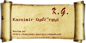 Kazsimir Györgyi névjegykártya
